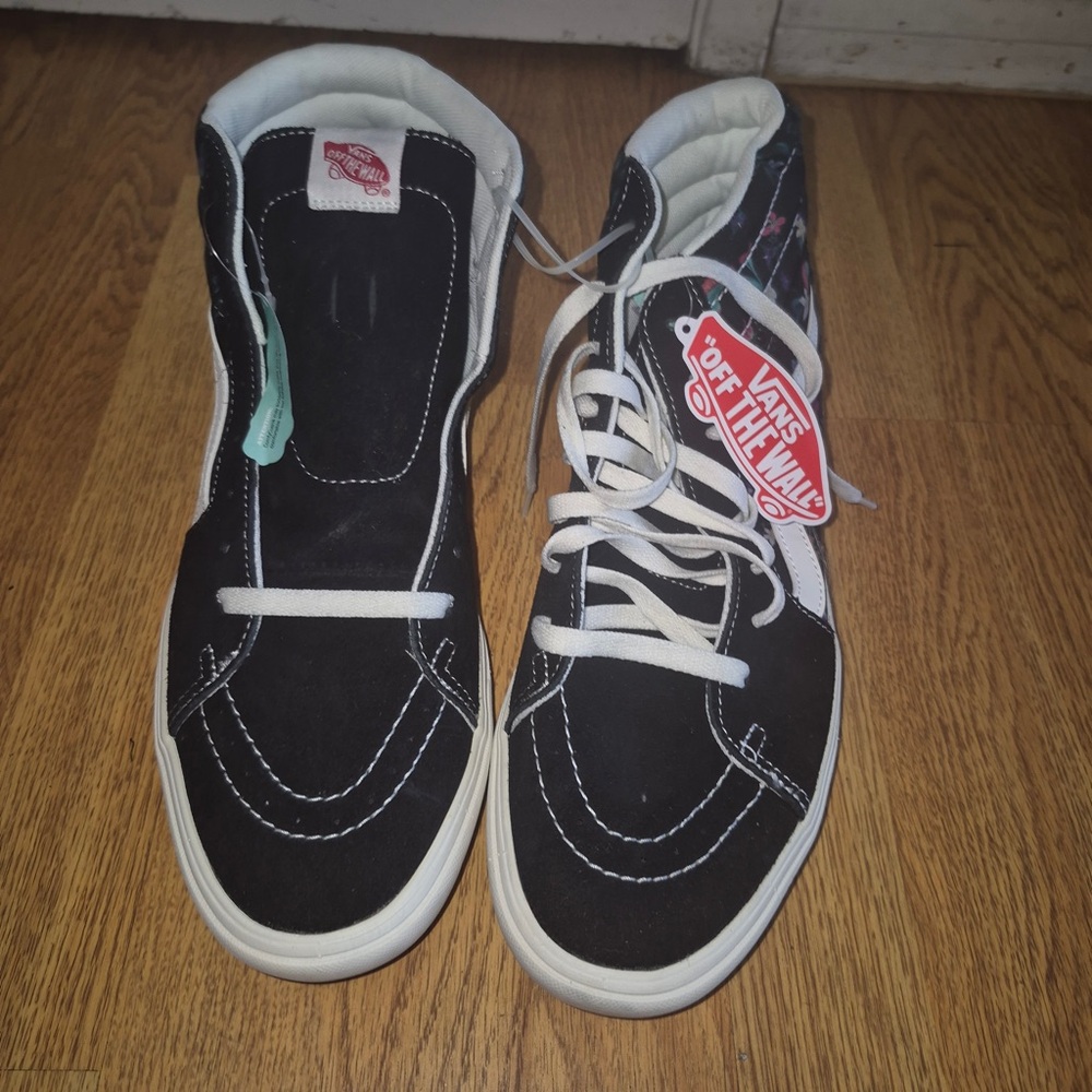 Vans Men's Black and White High-Top Sneakers